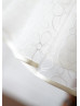 Ivory Organza Lace Flower Girl Dress With Flower Sash